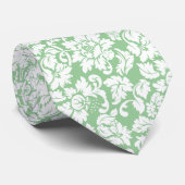Elegant Mint-Green en White Floral Damaskers Stropdas (Opgerold)