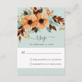 Elegant Mint Green Floral Wedding RSVP Kaart
