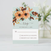 Elegant Mint Green Floral Wedding RSVP Kaart (Staand voorkant)