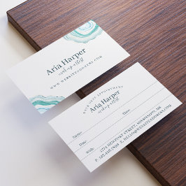 Elegant Mint Green Geode Gold Glitter Agate Afsprakenkaartje