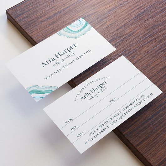 Elegant Mint Green Geode Gold Glitter Agate Afsprakenkaartje