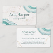 Elegant Mint Green Geode Gold Glitter Agate Visitekaartje (Voorkant / Achterkant)