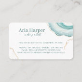 Elegant Mint Green Geode Gold Glitter Agate Visitekaartje (Achterkant)