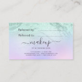 Elegant mint green glitter marble makeup artiest aanbevelingskaartje (Achterkant)