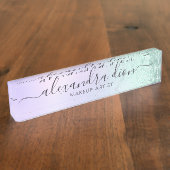 Elegant mint green glitter marble makeup artiest naambordje (Zijkant)