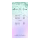 Elegant mint green glitter marble makeup artiest reclamekaart (Achterkant)