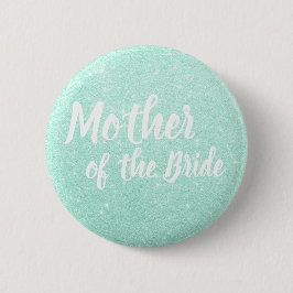 Elegant mint green glitter moeder van de bruid ronde button 5,7 cm