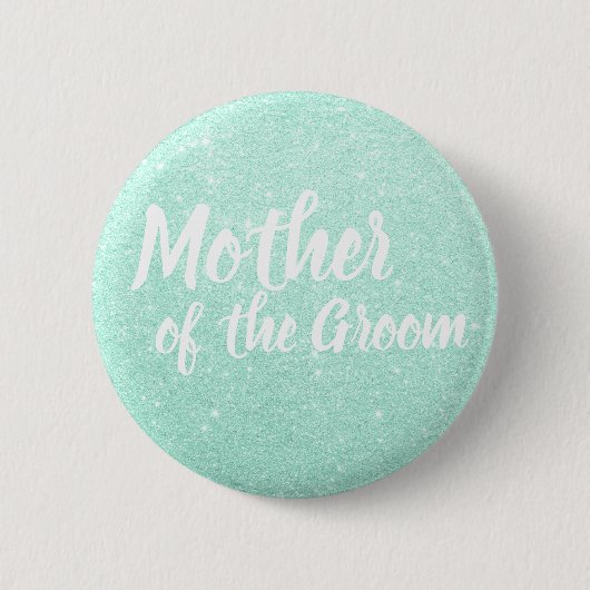 Elegant mint green glitter moeder van de groom ronde button 5,7 cm (Voorkant)