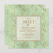 Elegant Mint Green Gold Sweet 16 Kaart (Voorkant / Achterkant)