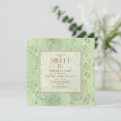 Elegant Mint Green Gold Sweet 16 Kaart (Staand voorkant)