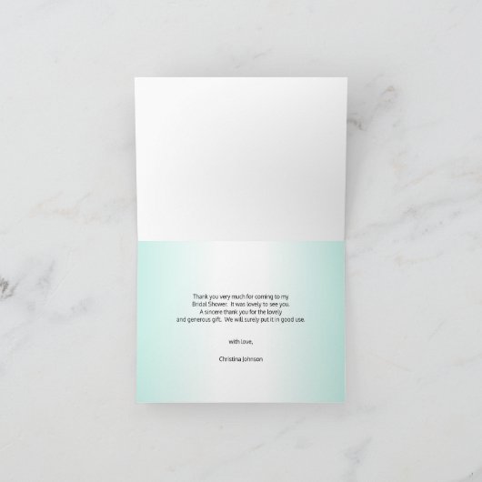 Elegant Mint Green & Grey Weddenschap DANK U Bedankkaart (Binnen)