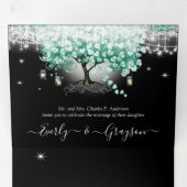 Elegant Mint Green Heart Leaf Wedding Drieluik Uitnodiging (Binnenzijde eerst)