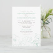 Elegant Mint Green Hibiscus Flowers Wedding Kaart (Staand voorkant)