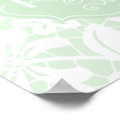 Elegant Mint Green Lace Gepersonaliseerd Monogram Poster (Hoek)