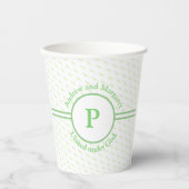 Elegant Mint-Green Leaf Pattern Papieren Bekers (Voorkant)