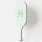 Elegant Mint Green Minimale Naam en Monogram Pickleball Paddle (Links)