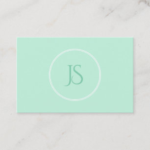 Elegant Mint Green Modern Monogram Simple Visitekaartje