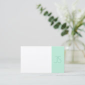 Elegant Mint Green Modern Monogram Sjabloon Trendy Visitekaartje (Staand voorkant)
