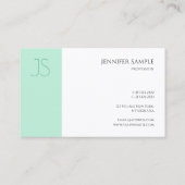 Elegant Mint Green Modern Monogram Sjabloon Trendy Visitekaartje (Achterkant)