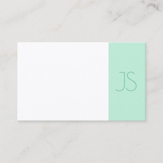Elegant Mint Green Modern Monogram Sjabloon Trendy Visitekaartje (Voorkant)