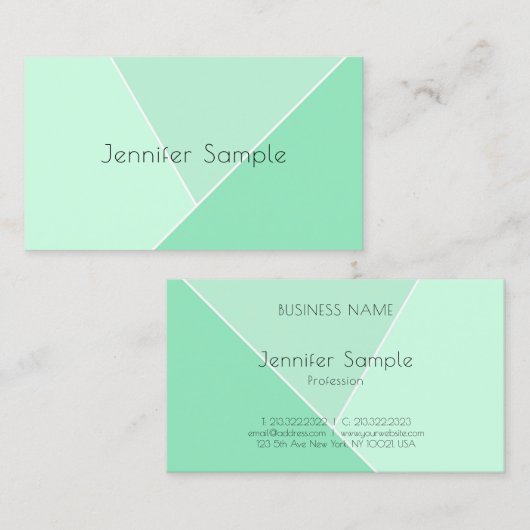 Elegant Mint Green Modern Simple Design-Sjabloon Visitekaartje (Voorkant / Achterkant)