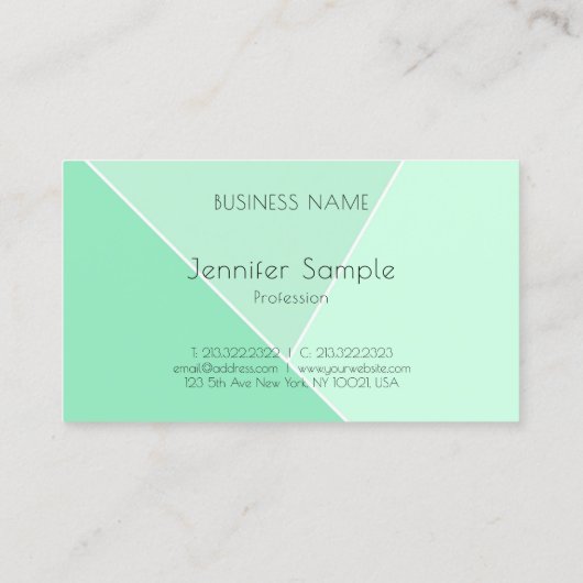 Elegant Mint Green Modern Simple Design-Sjabloon Visitekaartje (Achterkant)