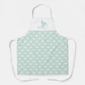 Elegant Mint Green Monogram Vlinderpatroon Schort (Voorkant)