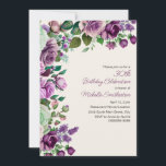 Elegant Mint Green Purple Floral 30th Birthday Kaart<br><div class="desc">Celebrate the big 3-0 with this elegant 30th birthday invitation featuring a border of watercolor roses, lilacs, and greenery in rich shades of purple and soft green. The stylish floral design and graceful typography create a sophisticated way to invite friends and family to a milestone celebration. Perfect for marking this...</div>