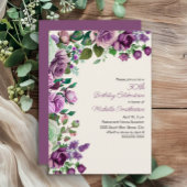 Elegant Mint Green Purple Floral 30th Birthday Kaart