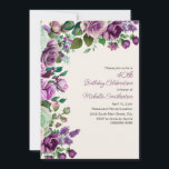 Elegant Mint Green Purple Floral 40th Birthday Kaart<br><div class="desc">Celebrate turning forty in style with this elegant 40th birthday invitation featuring a border of watercolor roses, lilacs, and lush greenery in shades of purple and green. The timeless floral artwork and graceful script make it the perfect choice for a sophisticated milestone party. A beautiful way to gather family and...</div>
