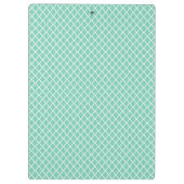 Elegant mint Green Quatrefoil Monogram met naam Klembord (Achterkant)