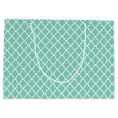Elegant mint Green Quatrefoil Monogram met naam Large Cadeautasje (Achterkant)