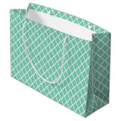 Elegant mint Green Quatrefoil Monogram met naam Large Cadeautasje (Achterkant Gekanteld)