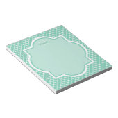Elegant mint Green Quatrefoil Monogram met naam Notitieblok (Schuin)