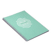 Elegant mint Green Quatrefoil Monogram met naam Notitieboek (Rechterzijde)