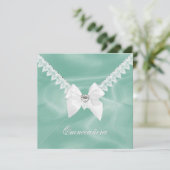 Elegant Mint Green Quinceañera Birthday Party Kaart (Staand voorkant)