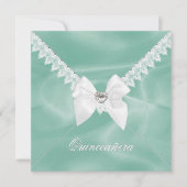 Elegant Mint Green Quinceañera Birthday Party Kaart (Voorkant)