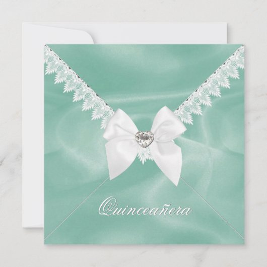 Elegant Mint Green Quinceañera Birthday Party Kaart (Voorkant)