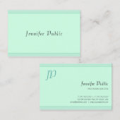 Elegant Mint Green Script Monogram Sjabloon Modern Visitekaartje (Voorkant / Achterkant)