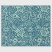 Elegant Mint-Green Tones Floral Lace Cadeaupapier (Vlak)