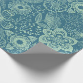 Elegant Mint-Green Tones Floral Lace Cadeaupapier (Hoek)