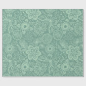 Elegant Mint-Green Tones Retro Floral Lace Cadeaupapier (Vlak)