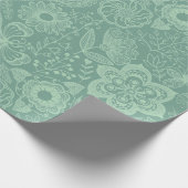 Elegant Mint-Green Tones Retro Floral Lace Cadeaupapier (Hoek)