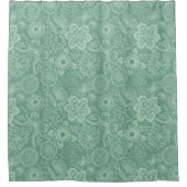 Elegant Mint-Green Tones Retro Floral Lace Douchegordijn (Voorkant)