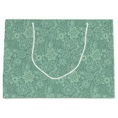 Elegant Mint-Green Tones Retro Floral Lace Groot Cadeauzakje (Voorkant)