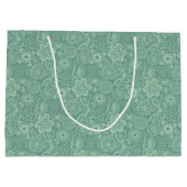 Elegant Mint-Green Tones Retro Floral Lace Groot Cadeauzakje (Achterkant)