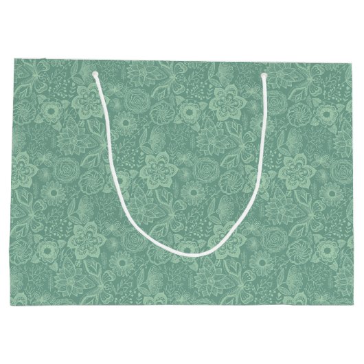 Elegant Mint-Green Tones Retro Floral Lace Groot Cadeauzakje (Achterkant)
