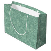 Elegant Mint-Green Tones Retro Floral Lace Groot Cadeauzakje (Achterkant Gekanteld)