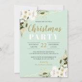 Elegant Mint Green Waterverf Floral Kerstmis Kaart (Voorkant)