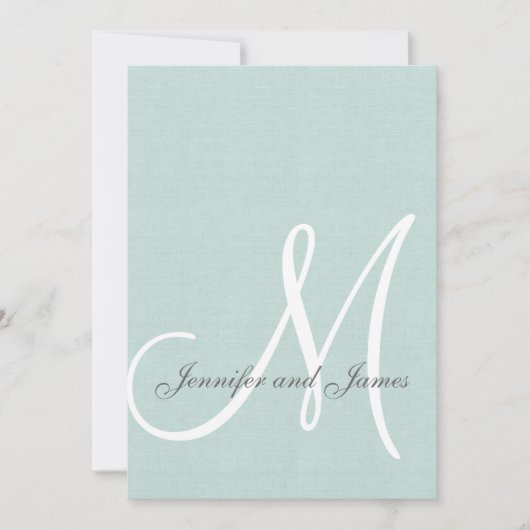 Elegant Mint Green Wedding Initiaal Kaart (Voorkant)